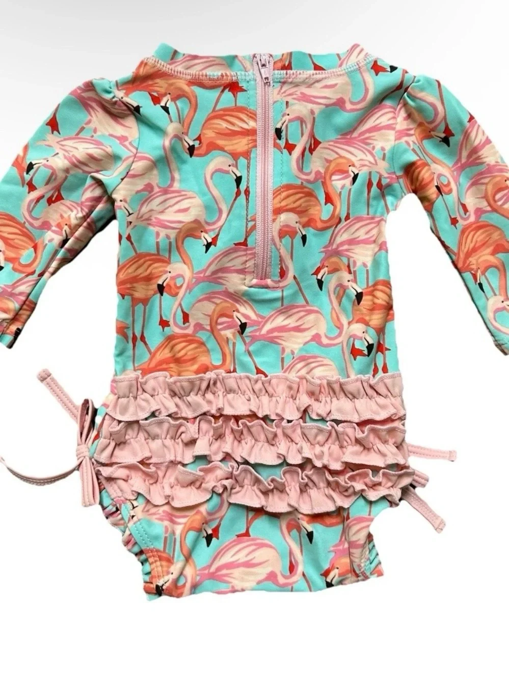 Baby Girl Ruffle Butts Long Sleeve Flamingo Bathing Suit Size 0-3 Months